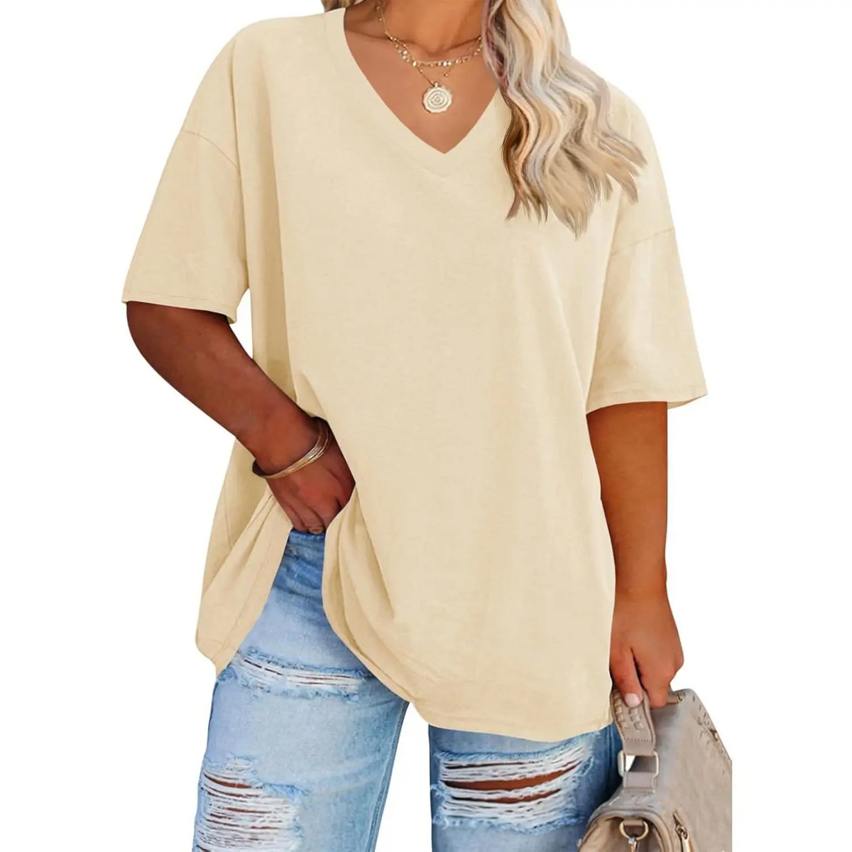 LunaEase – Women’s Plus Size V-Neck Tunic Tee