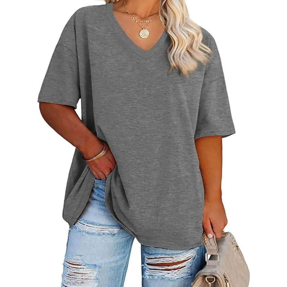 LunaEase – Women’s Plus Size V-Neck Tunic Tee