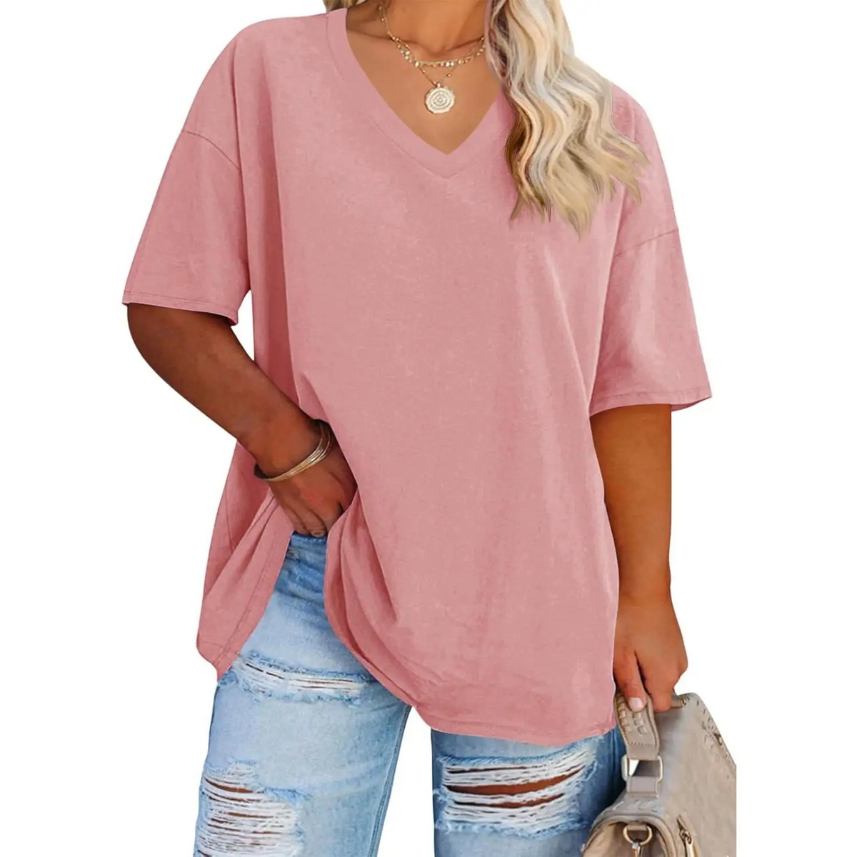 LunaEase – Women’s Plus Size V-Neck Tunic Tee