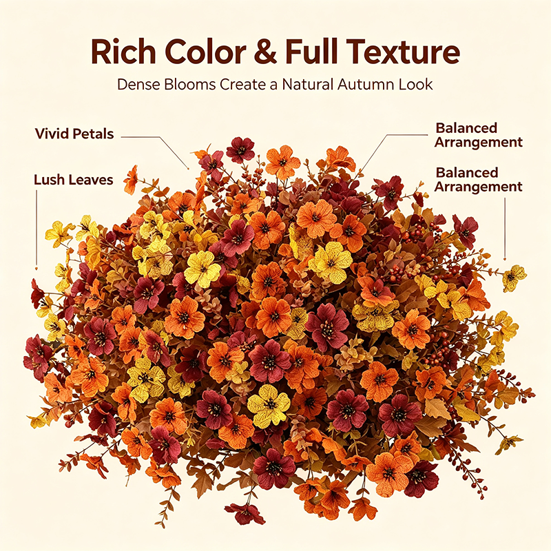 HarvestLoom – 12-Piece UV-Resistant Autumn Flower Bouquet