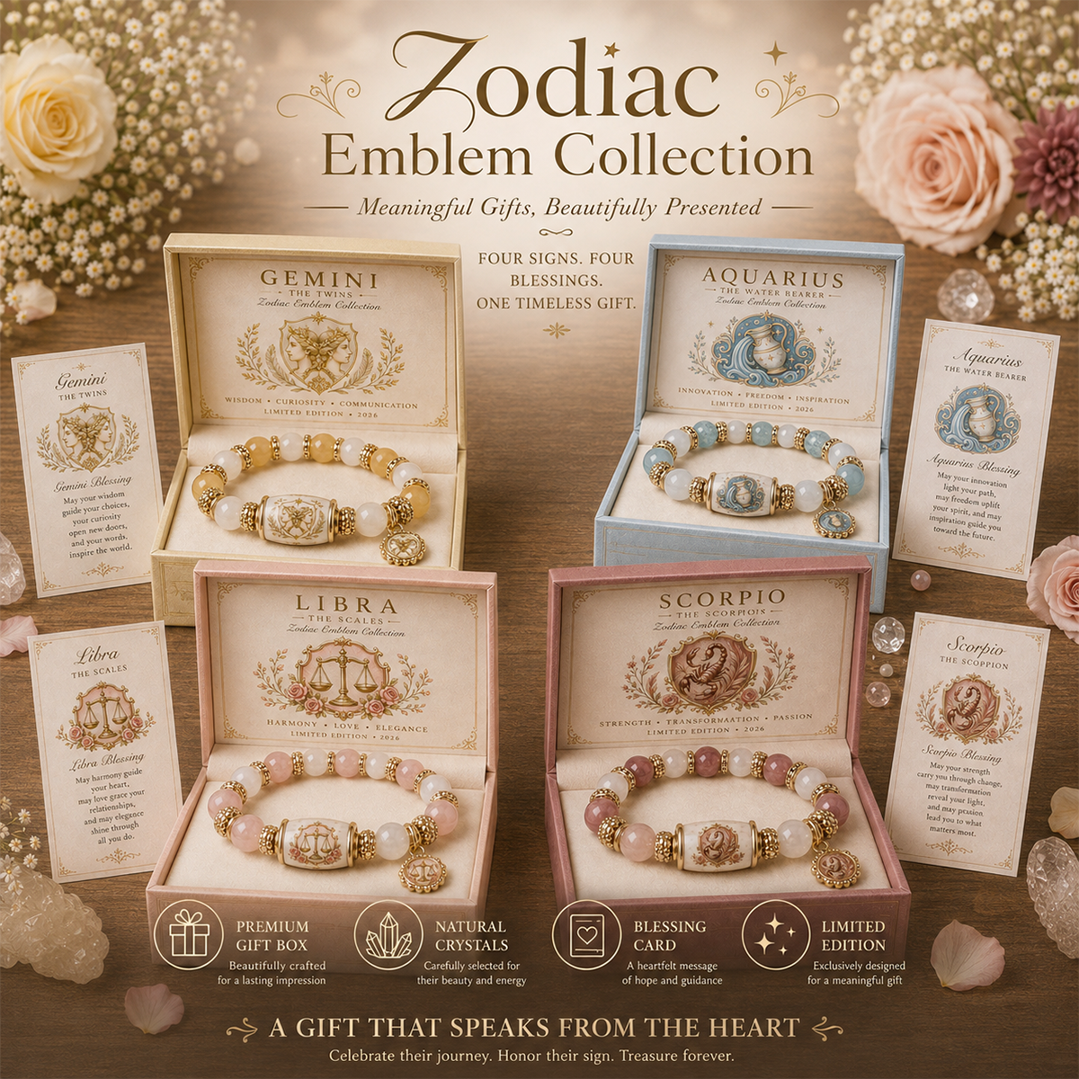ZodiacBloom – Birth Sign Stone Charm Bracelet
