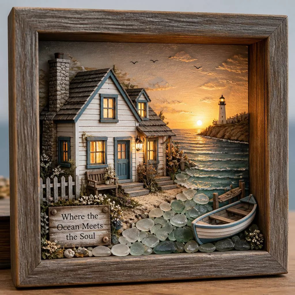 CoastalGlow – Lighthouse Shadow Box Lamp