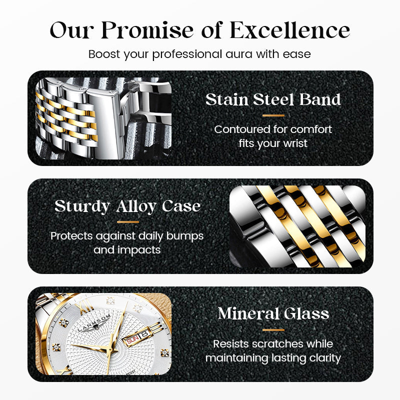 PrestigeHour – Men's Classic Waterproof Wristwatch