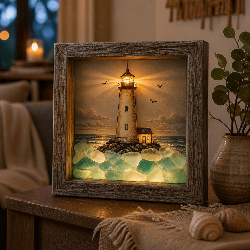 CoastalGlow – Lighthouse Shadow Box Lamp