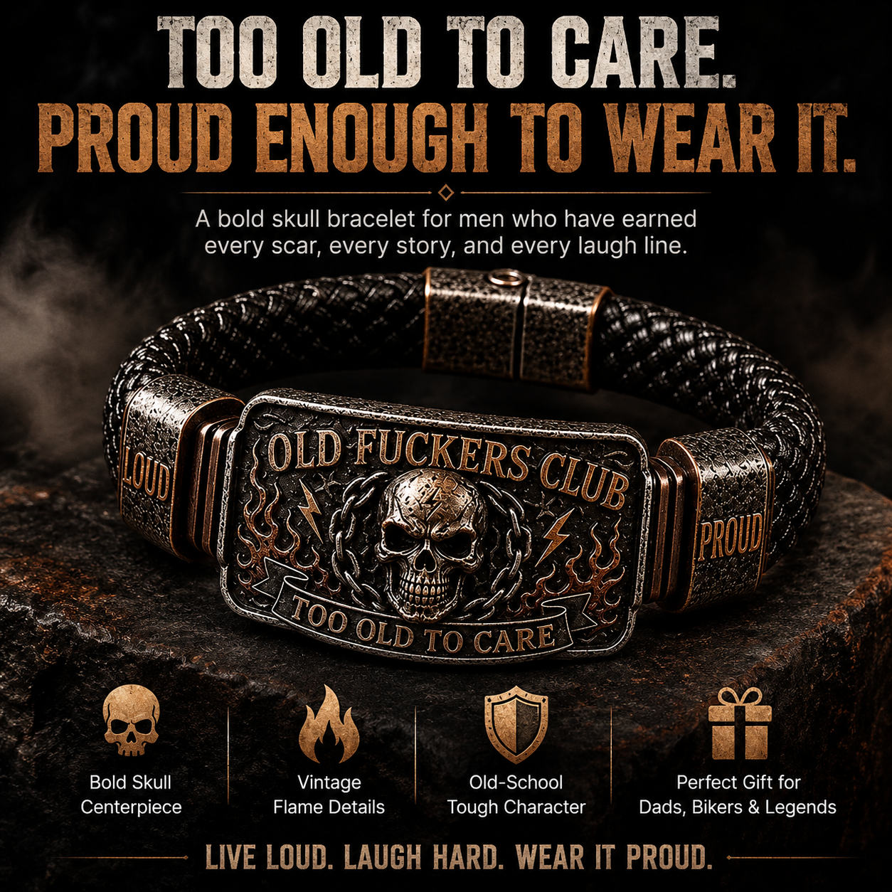 IronRebel – Skull Bracelet & Vintage Cap Set