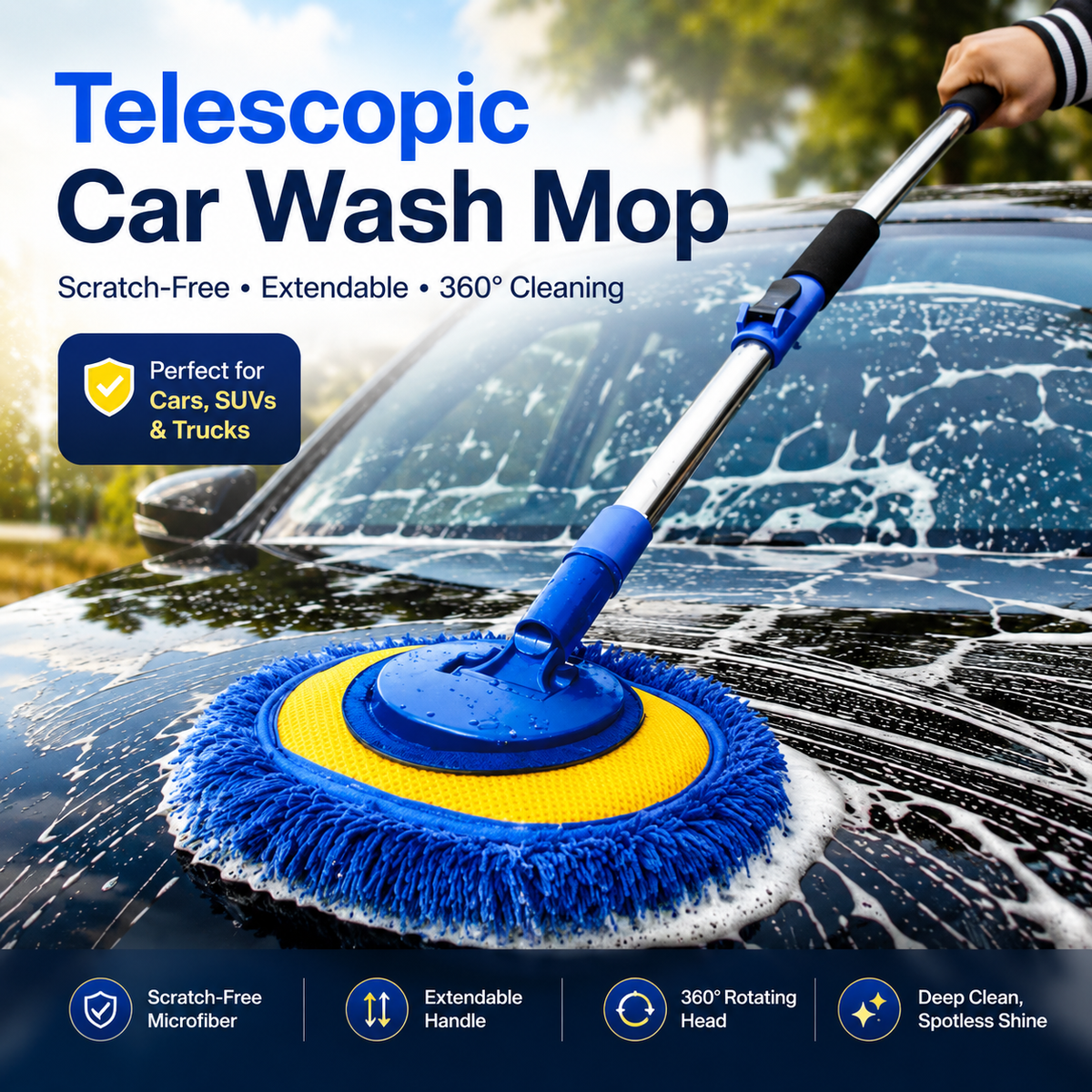 AutoSweep – Telescopic Vehicle Wash Mop