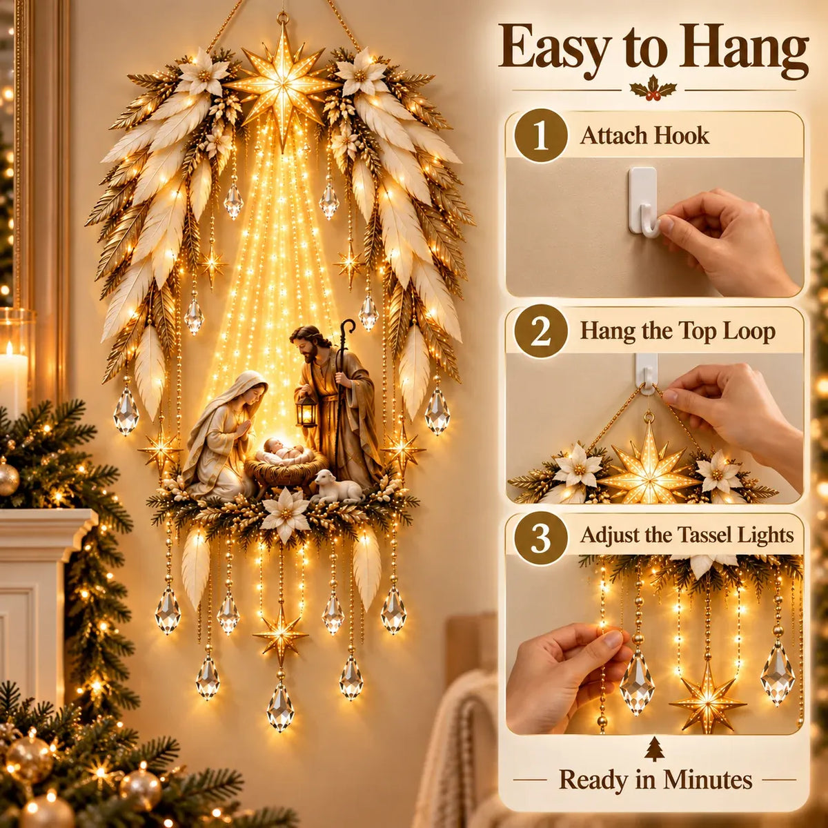 SacredRadiance – Holy Family Lighted Wall Décor