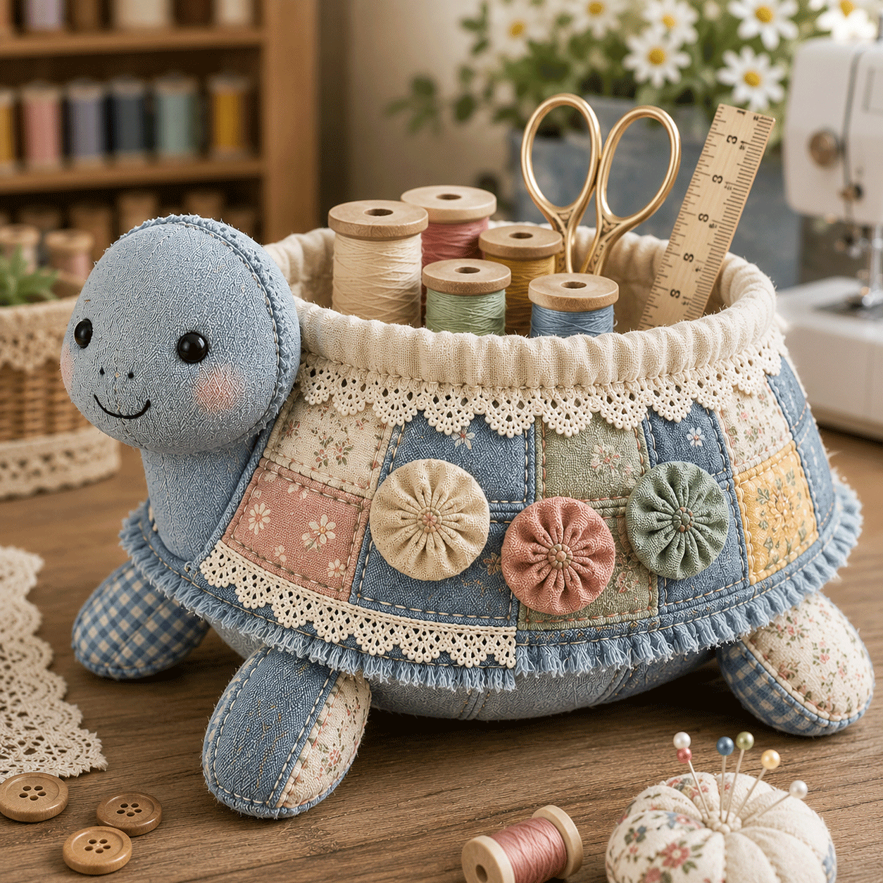 SewCottage – DIY Vintage Patchwork Sewing Caddy