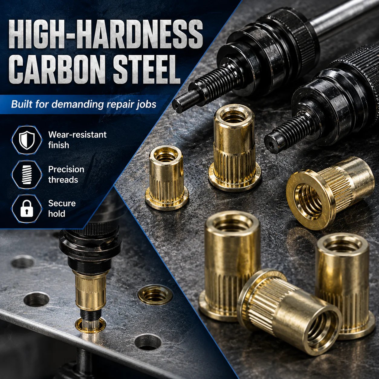 RivetPro – 60-Piece Carbon Steel Rivet Nut Set