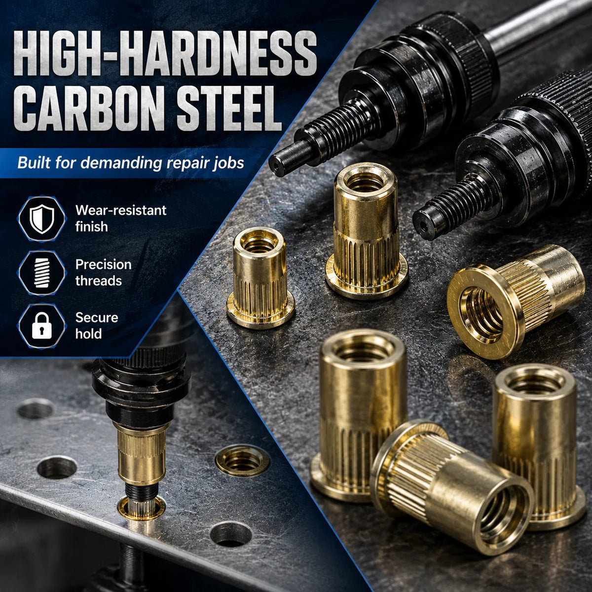 RivetPro – 60-Piece Carbon Steel Rivet Nut Set