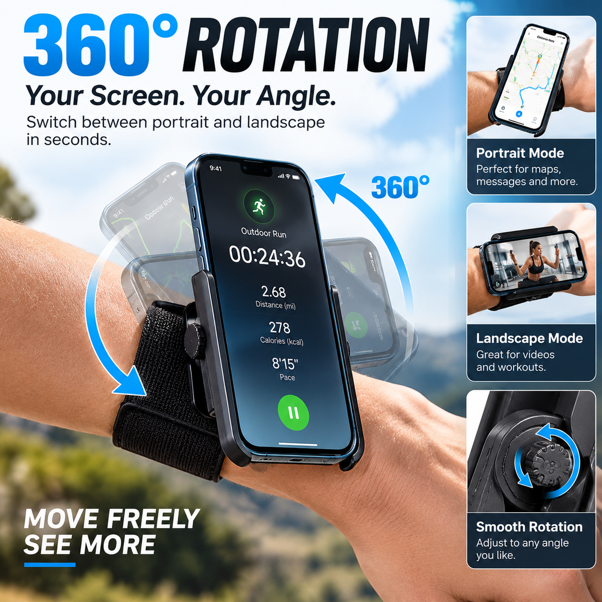 ArmLink – Hands-Free Rotating Workout Phone Holder