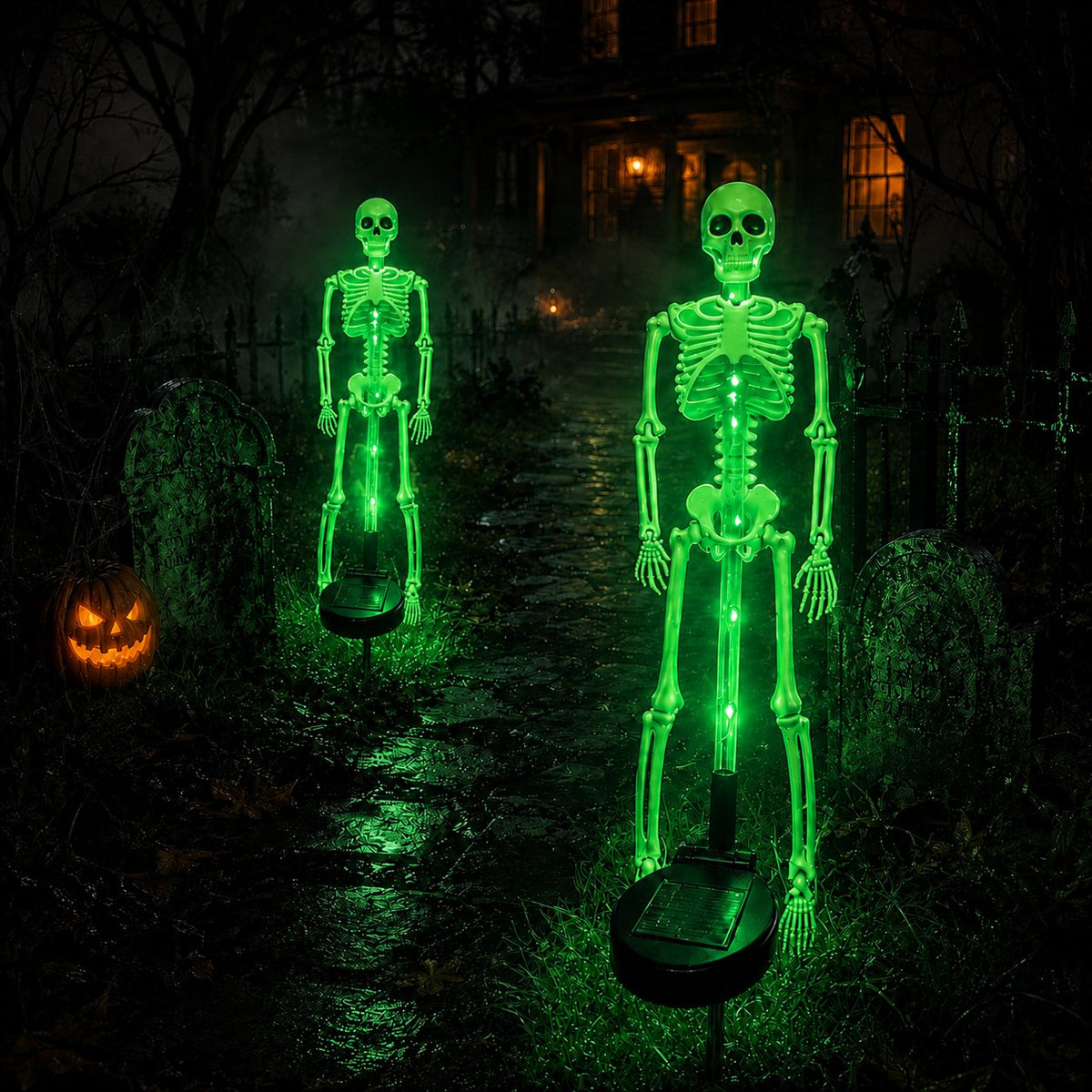 HauntedGlow – Purple Skeleton Solar Yard Stake