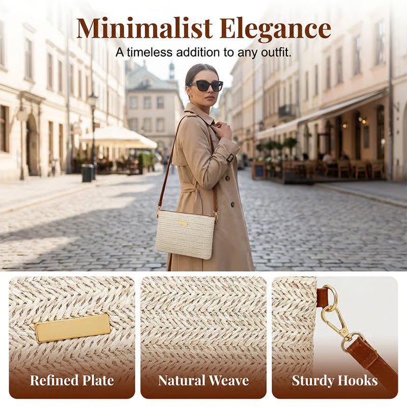 SoléaMuse – Woven Straw Shoulder Clutch Bag