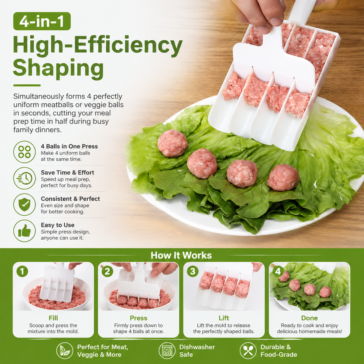 MeatballPro – 4-In-1 Quick Meatball & Rice Ball Maker