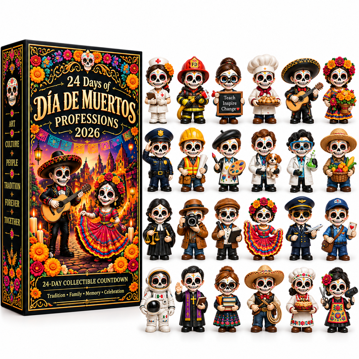 HeritageViva – 24 Unique Calavera Miniatures Countdown