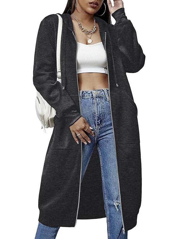 CozyHaven – Women’s Long Zip-Up Fleece Hoodie