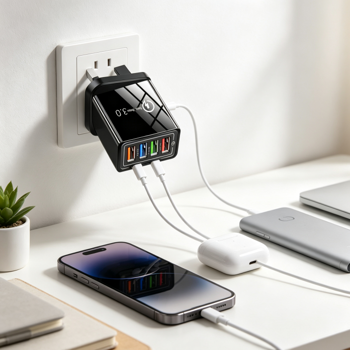 VoltarisCore – 4-Port Quick Charge Travel Adapter
