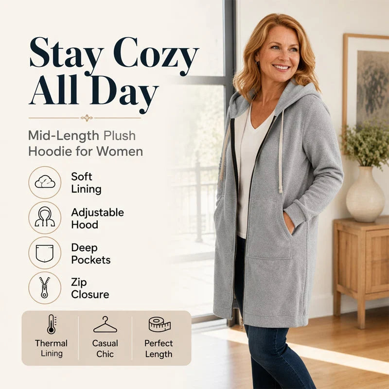 CozyHaven – Women’s Long Zip-Up Fleece Hoodie