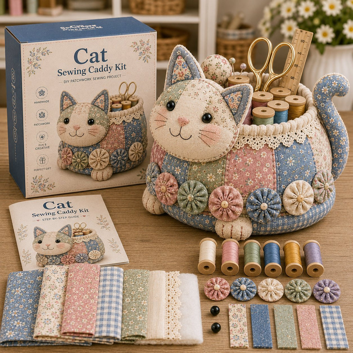 SewCottage – DIY Vintage Patchwork Sewing Caddy