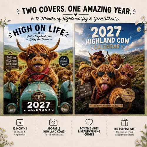 MooDelight – 2027 Highland Cow Wall Calendar