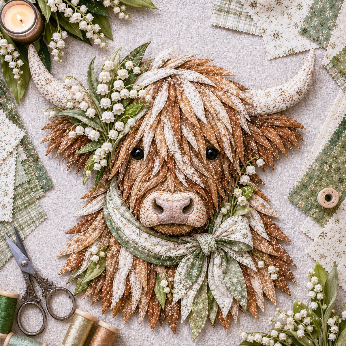 FloralMoo – 3D Highland Cow Fabric Art Kit
