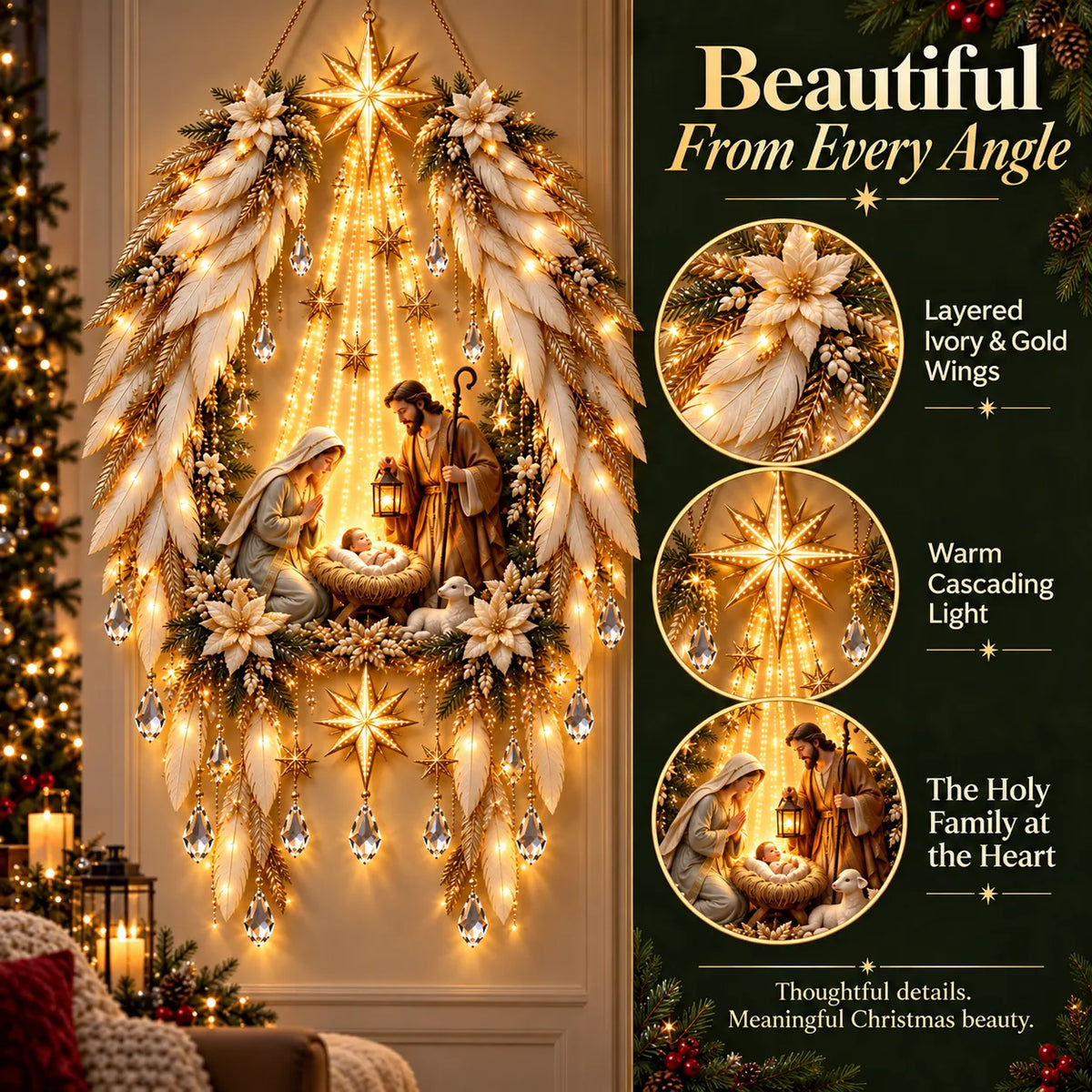SacredRadiance – Holy Family Lighted Wall Décor