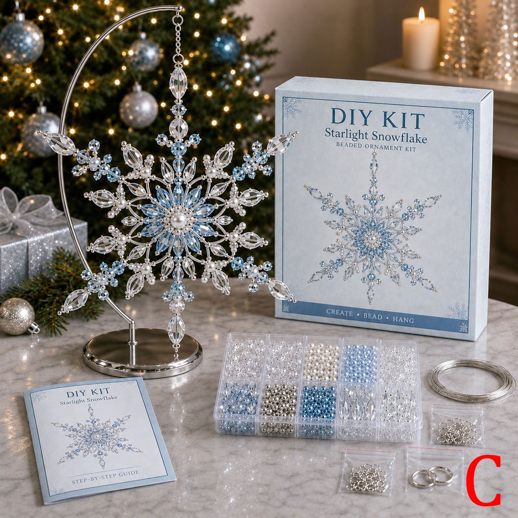 FrostLuxe – Beaded Snowflake Ornament DIY Kit