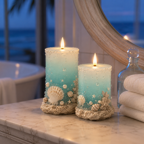 OceanNest – Coastal Decorative Candle Set