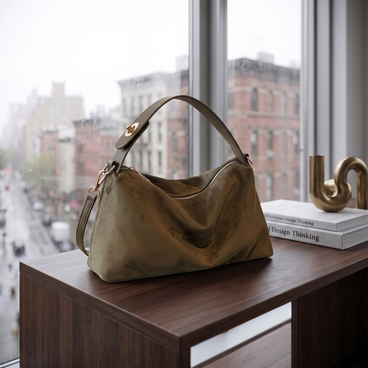 Vintara – Women’s Timeless Suede Boston Bag