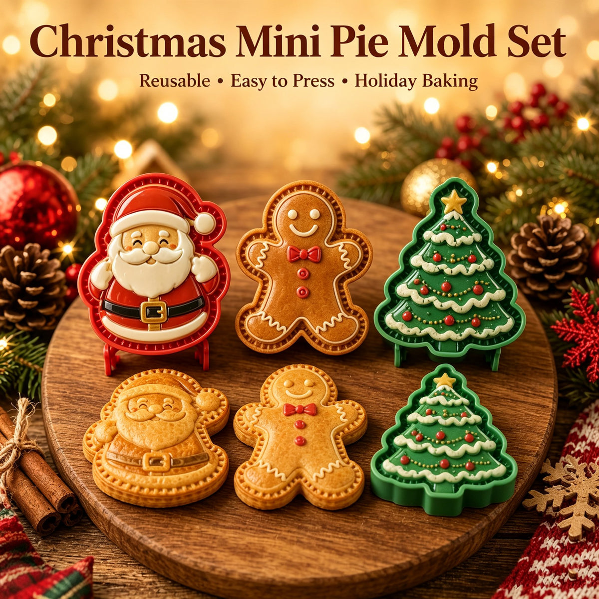 JollyBake – 16-Design Holiday Pie Mold Set
