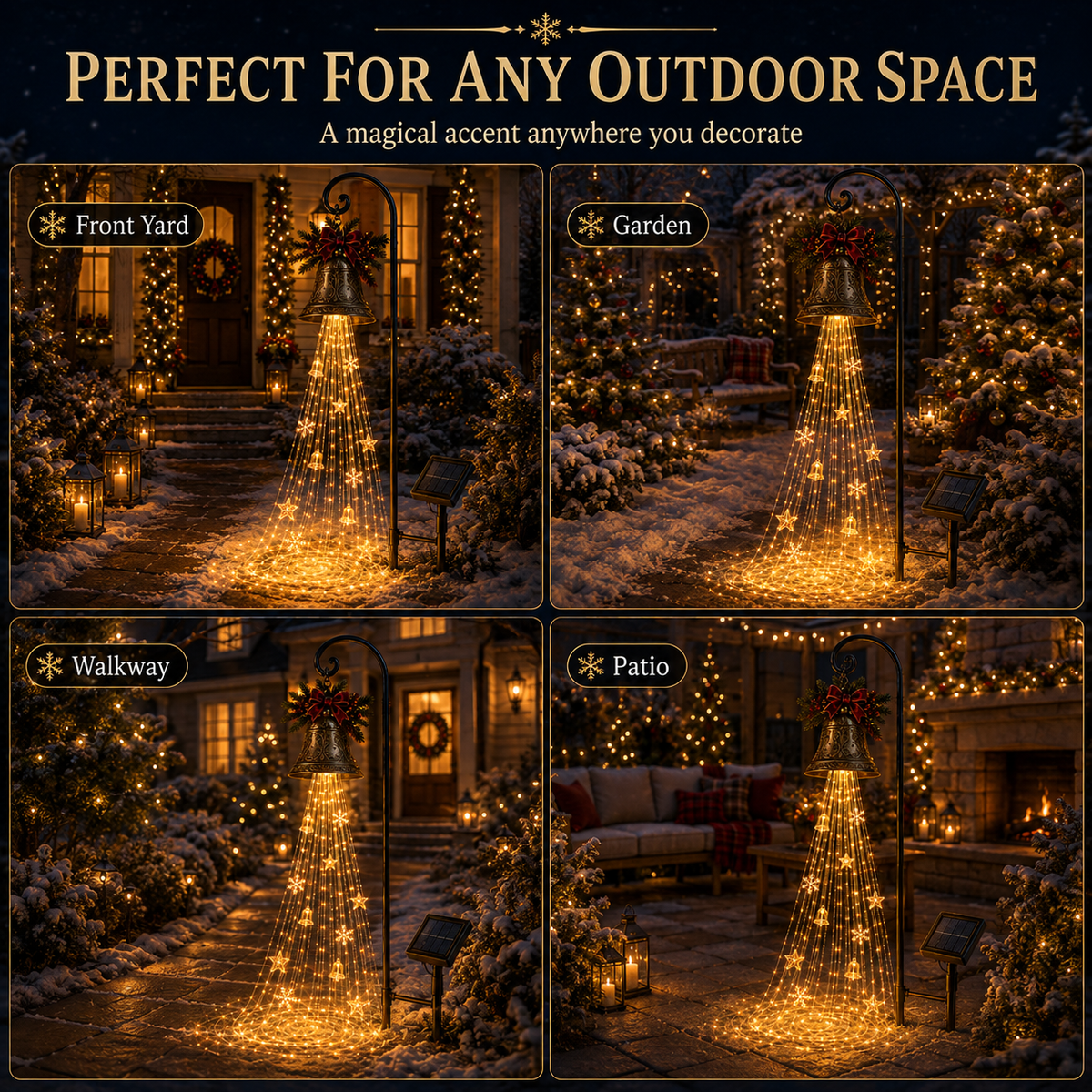 BelloraGlow – Christmas Bell Cascade Solar Yard Light