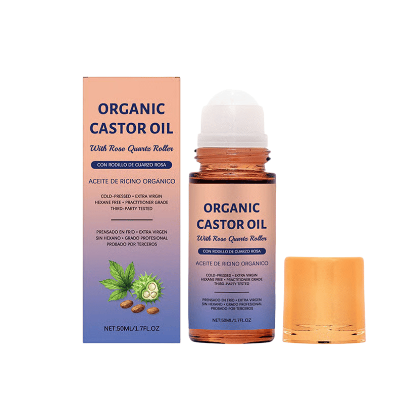 Organic Golden Castor Oil Roll-On with Rose Quartz