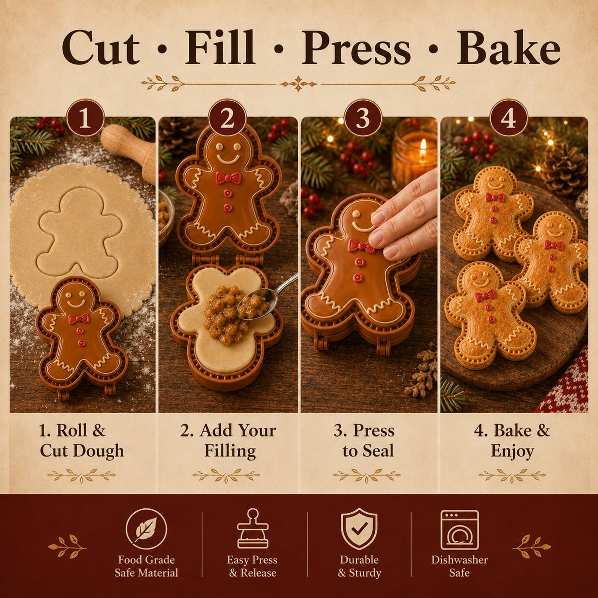 JollyBake – 16-Design Holiday Pie Mold Set