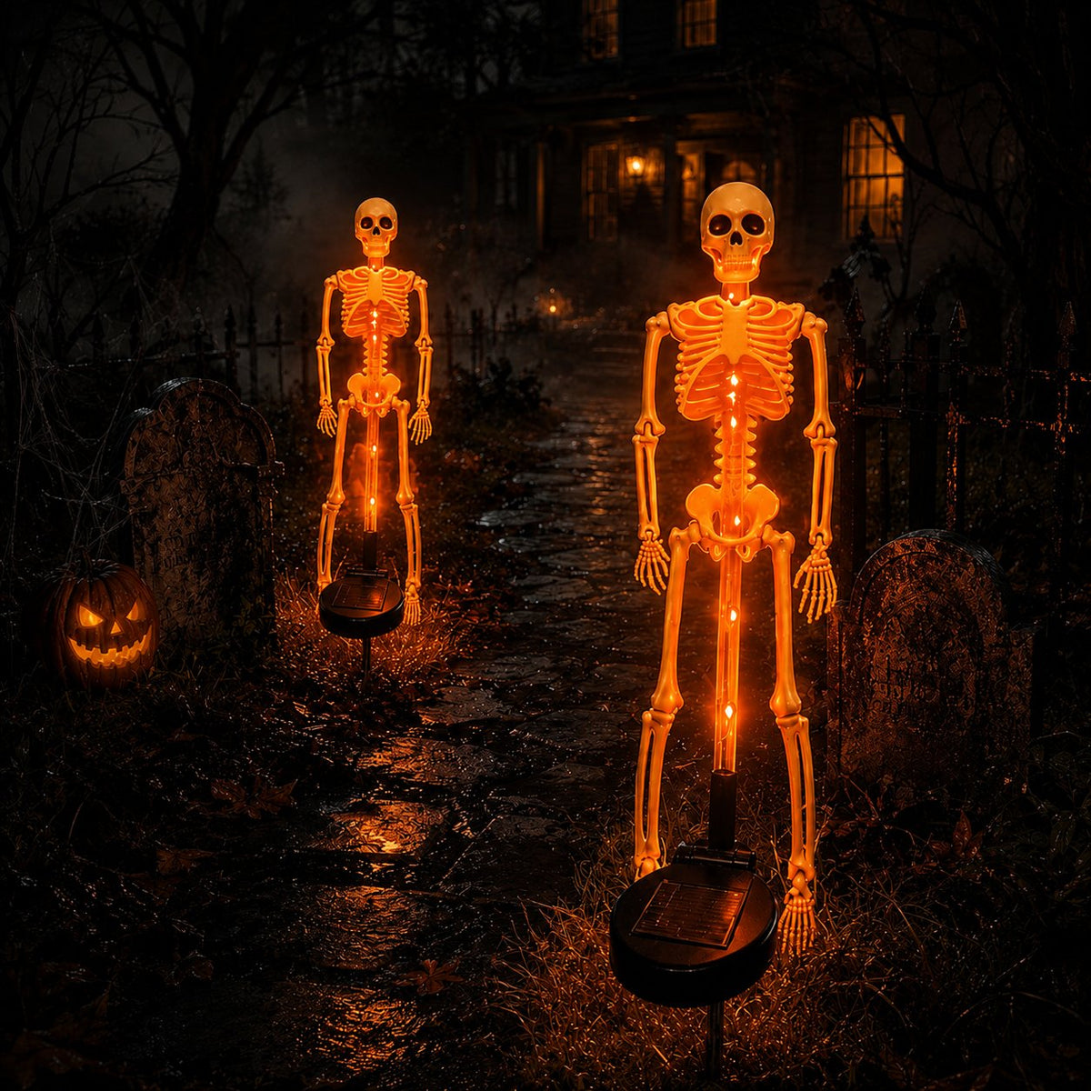 HauntedGlow – Purple Skeleton Solar Yard Stake