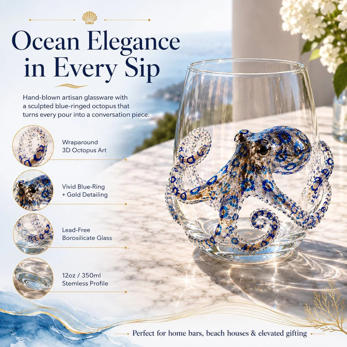 AquaElegance – Coastal Octopus Bar Glass