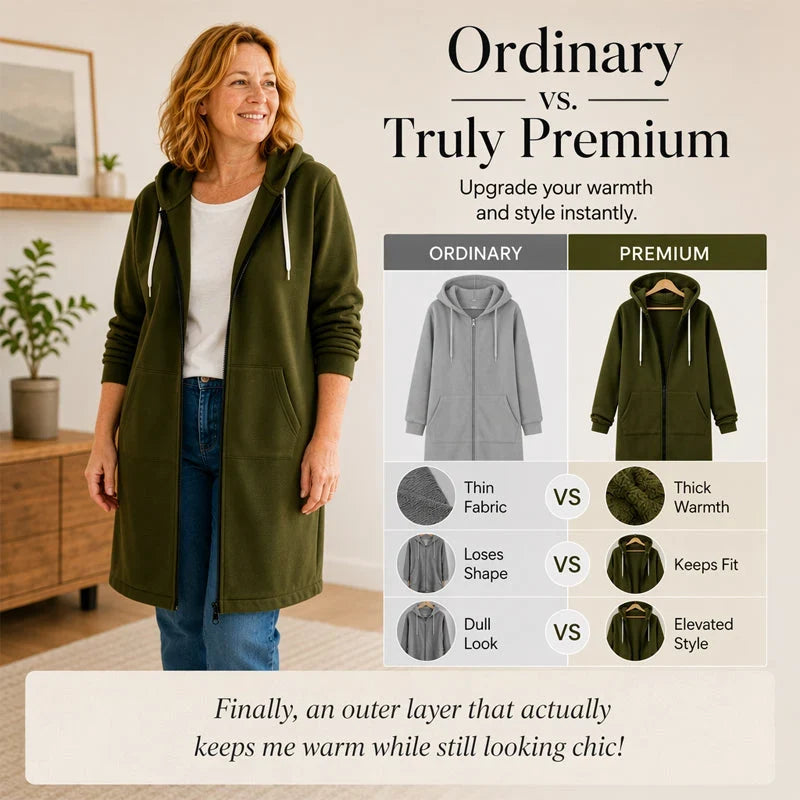 CozyHaven – Women’s Long Zip-Up Fleece Hoodie