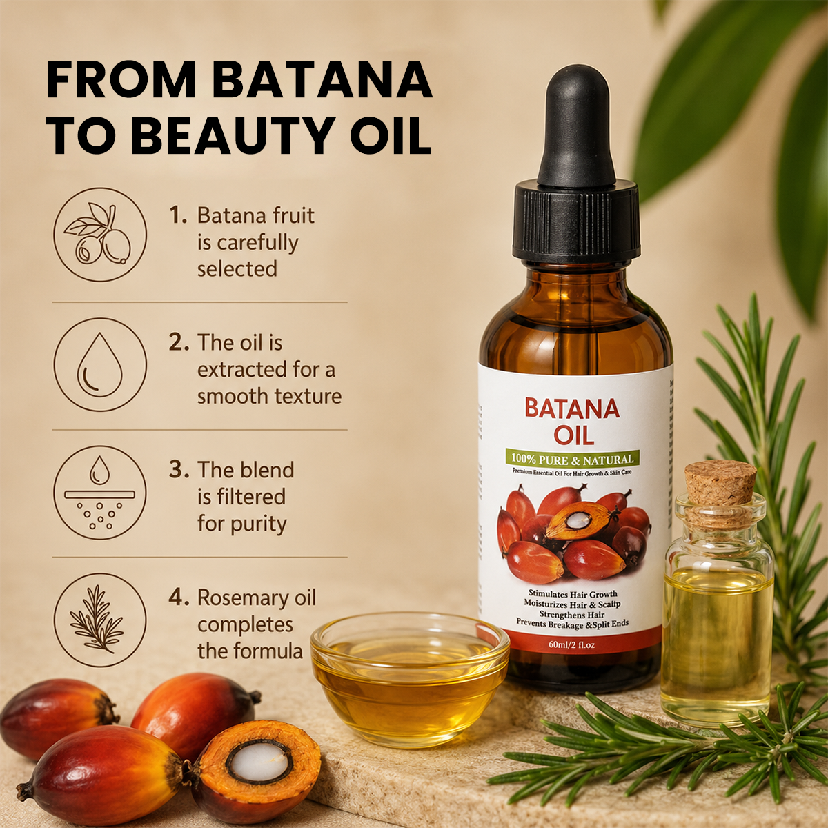 RootRadiance – Batana & Rosemary Hair Oil