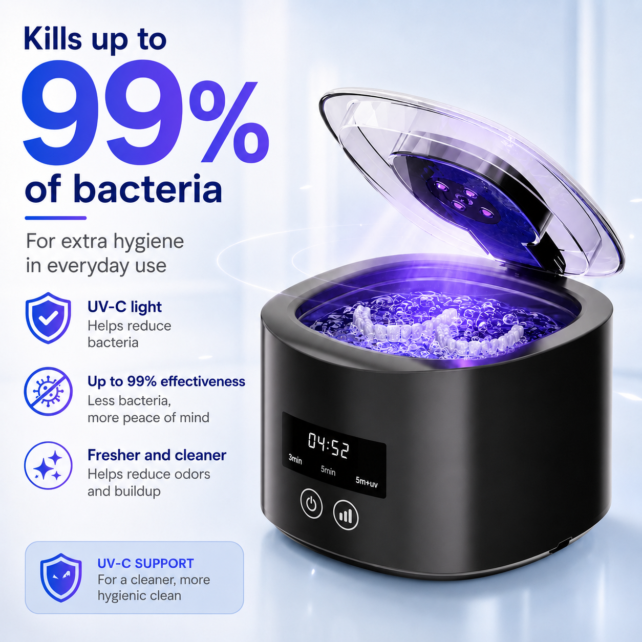 DentureGlow – Ultrasonic & UV-C Denture Cleaner