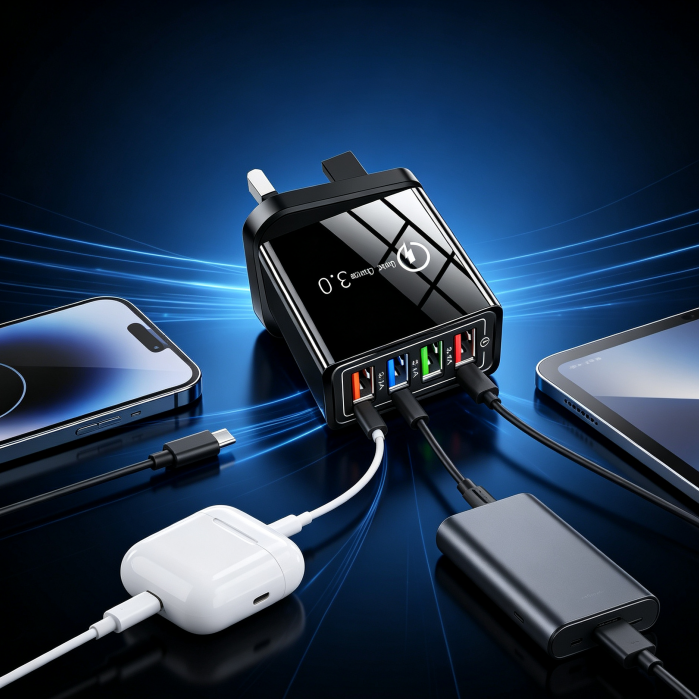 VoltarisCore – 4-Port Quick Charge Travel Adapter