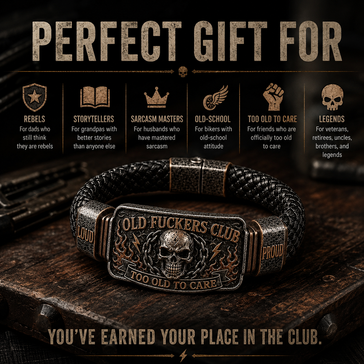 IronRebel – Skull Bracelet & Vintage Cap Set