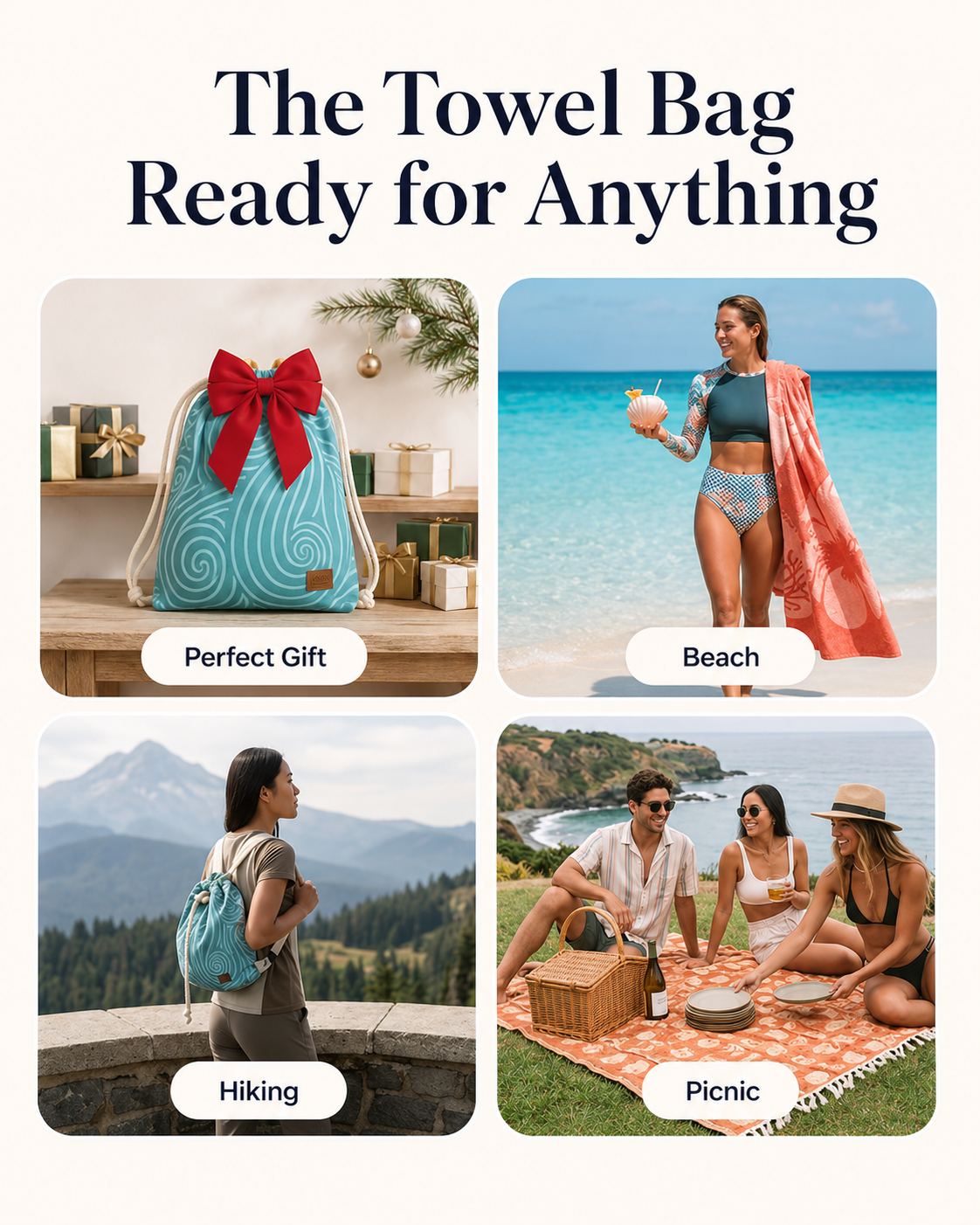 BohoTide – 2-In-1 Turkish Cotton Towel Backpack