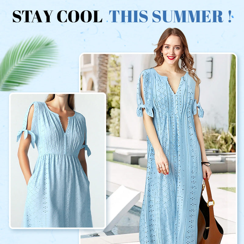 Arabella – Women's V-Neck Elegant Solid Dress
