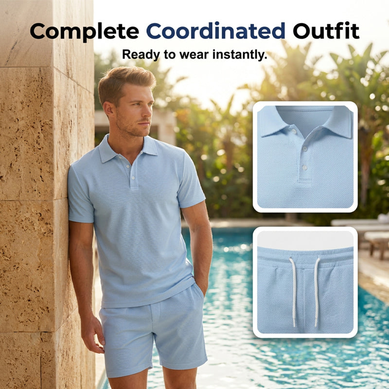 CoastalEase – Men’s Polo & Shorts Summer Outfit