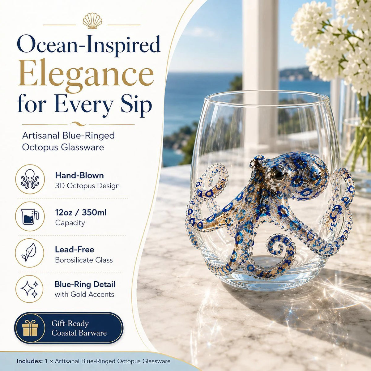 AquaElegance – Coastal Octopus Bar Glass