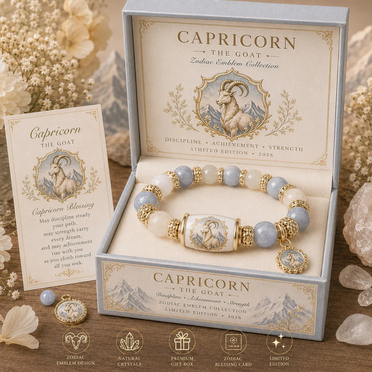 ZodiacBloom – Birth Sign Stone Charm Bracelet