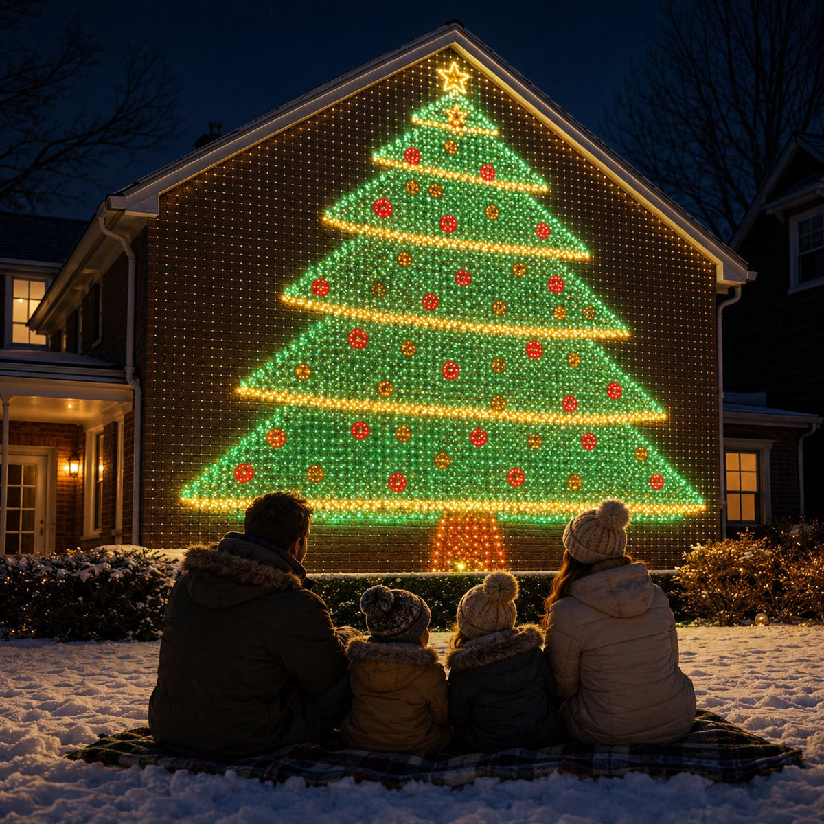 TwinkleHaven – Christmas LED House Net & Outdoor Curtain Lights