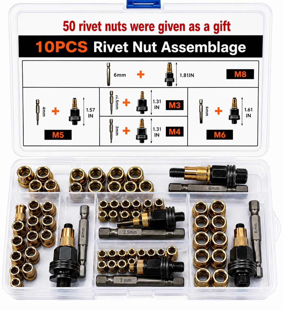 RivetPro – 60-Piece Carbon Steel Rivet Nut Set