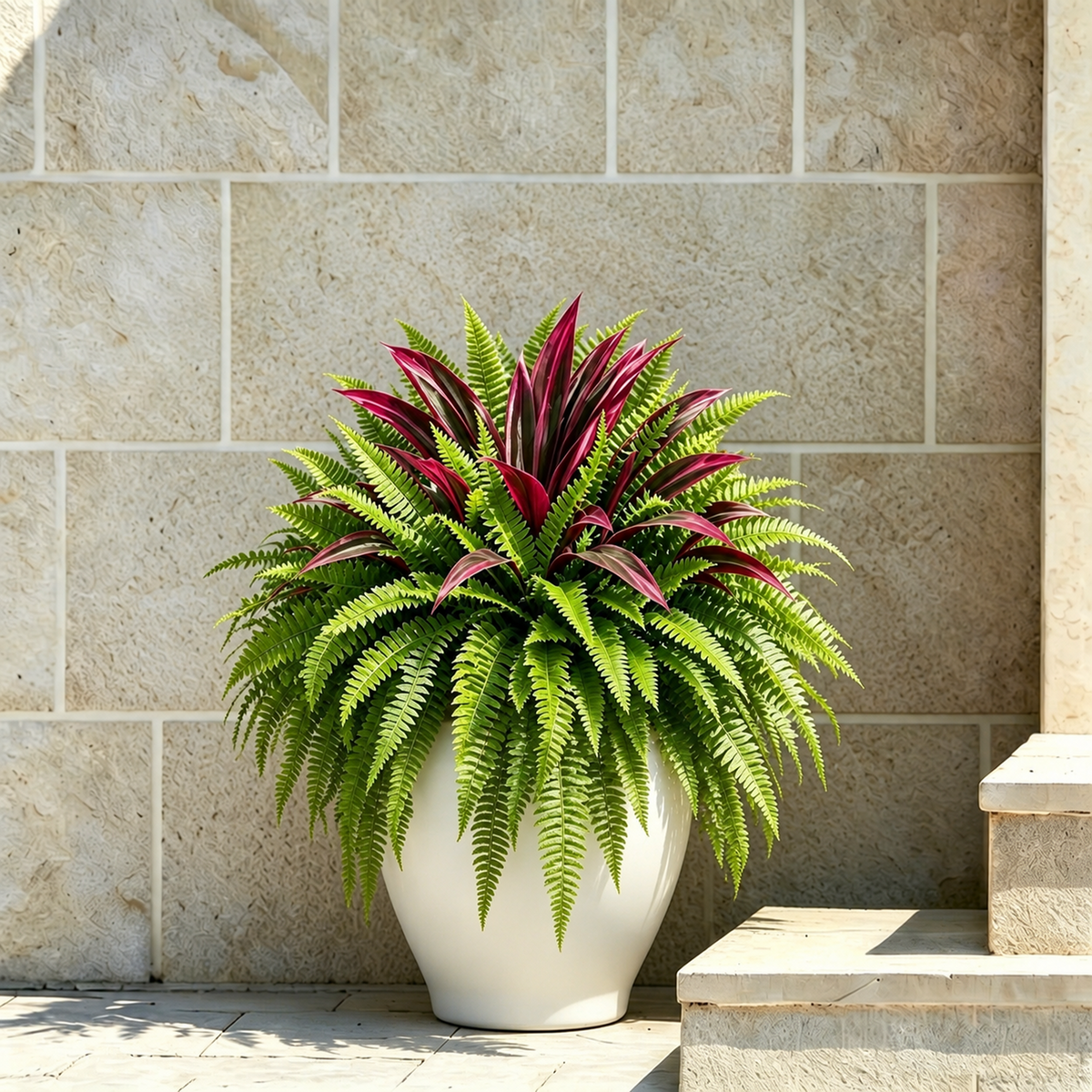 BloomNest – Lifelike Fern & Vibrant Dracaena Decor