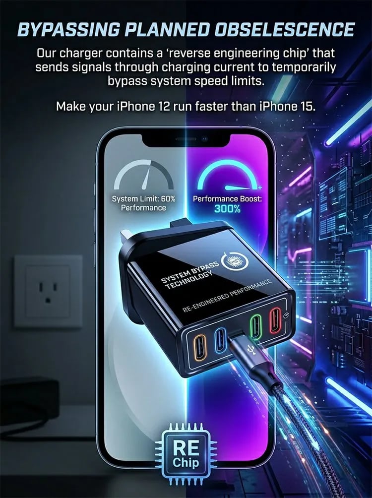 VoltarisCore – 4-Port Quick Charge Travel Adapter