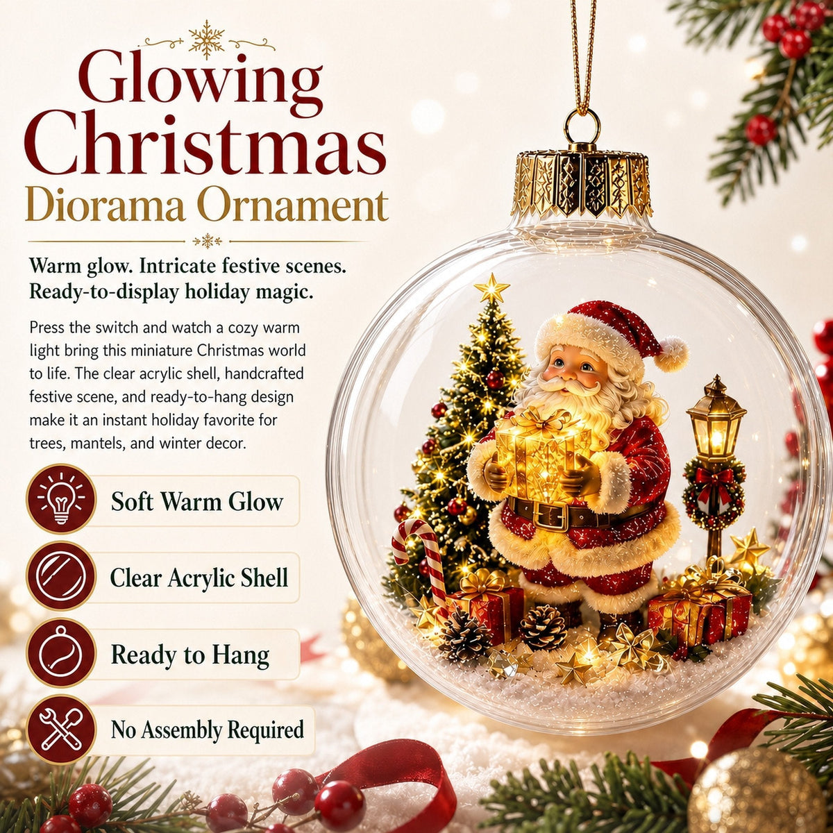 ChristmasAura – Glowing Holiday Diorama Ornament